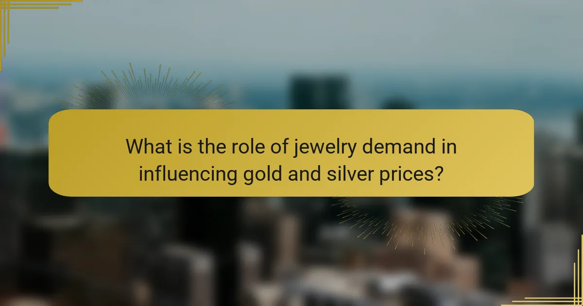 What is the role of jewelry demand in influencing gold and silver prices?